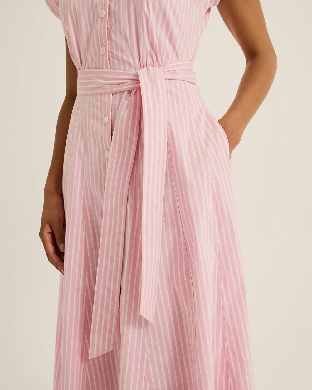 Candice Pink Pinstripe Shirt Dress