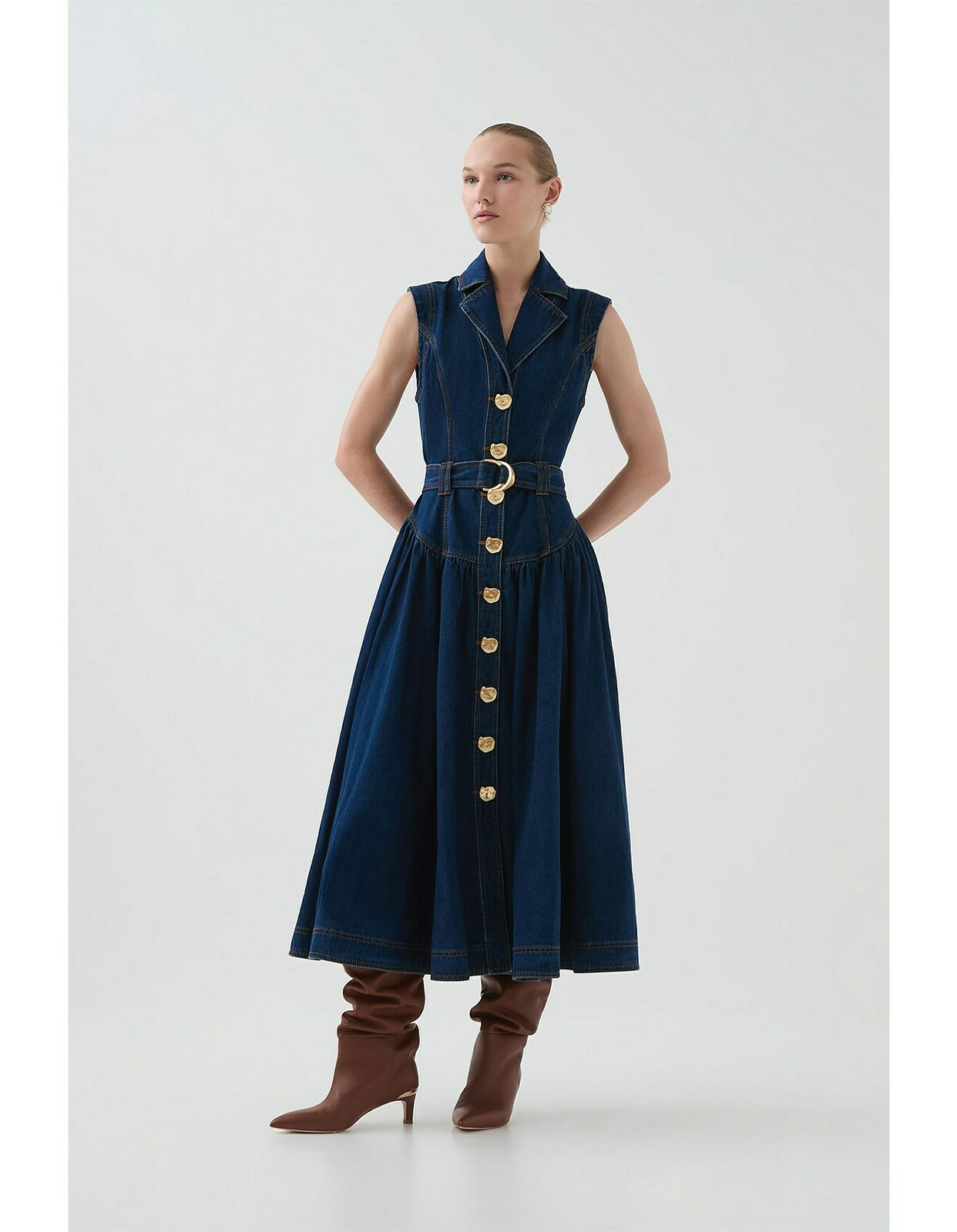 Elena Denim Midi Dress 