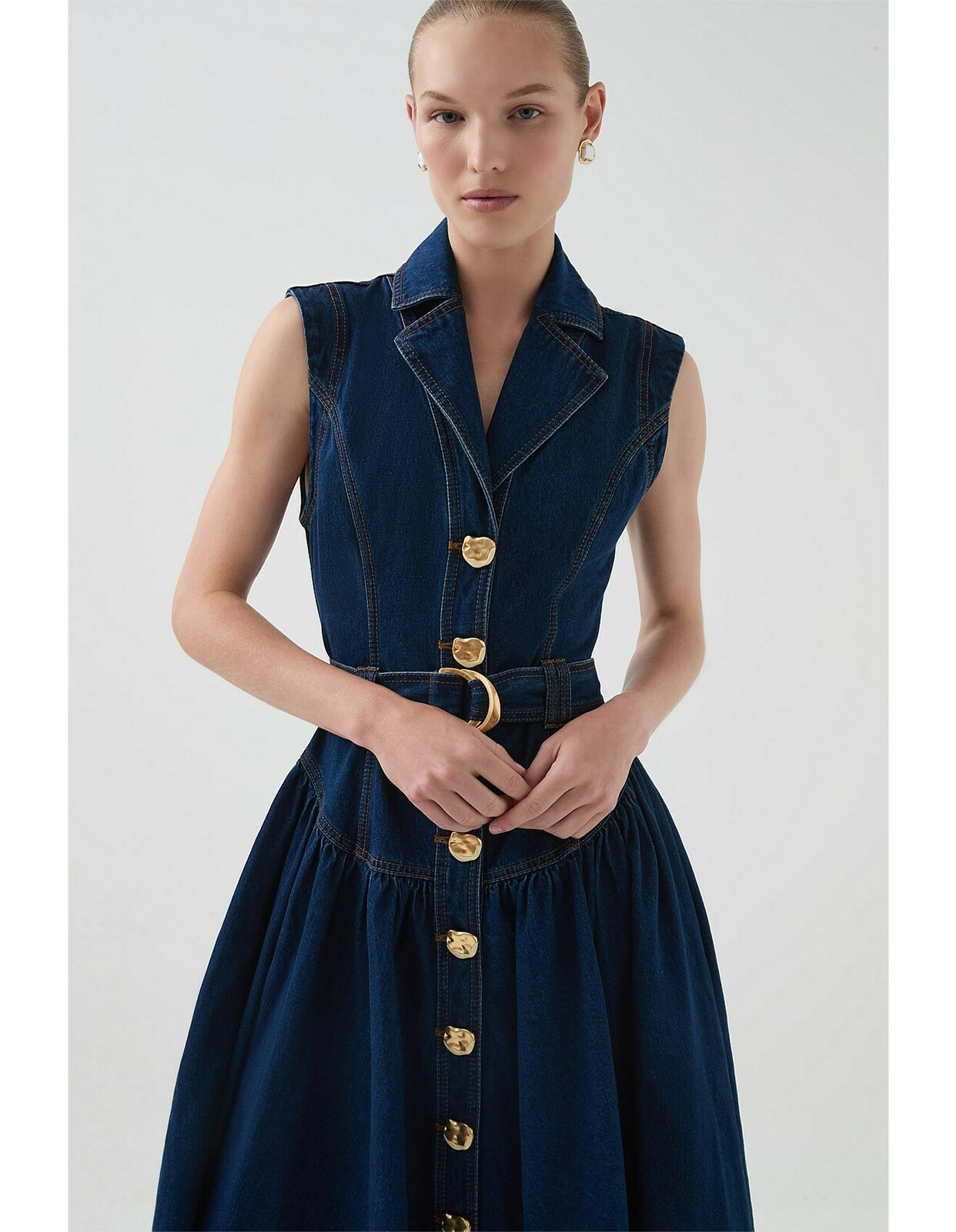 Elena Denim Midi Dress 