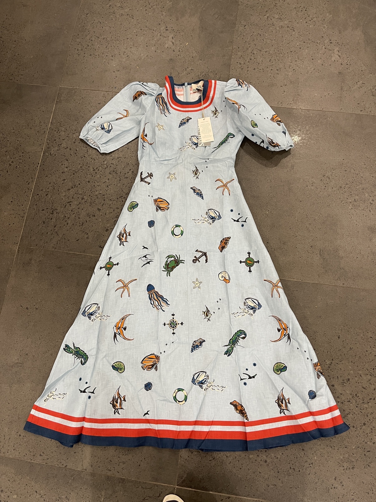 Printed linen midi dress