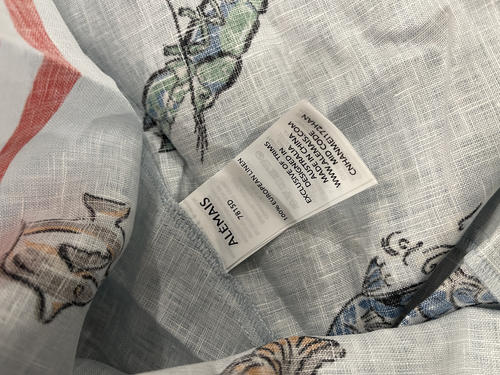 Printed linen midi dress
