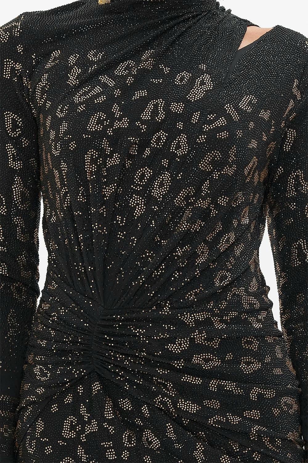 Draped Asymmetric Mini Jersey Dress, Black, Mosaic Muse (BNWT)