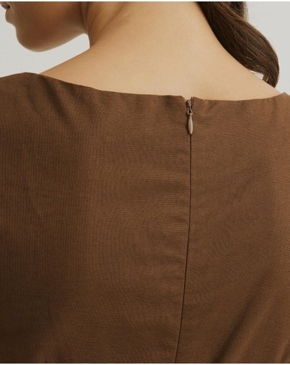 , Elcie Panel Front Midi Dress, Chocolate