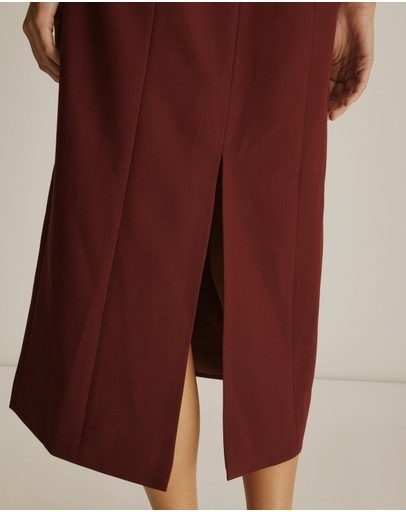 , Sierra Suiting Midi Dress, Burgundy