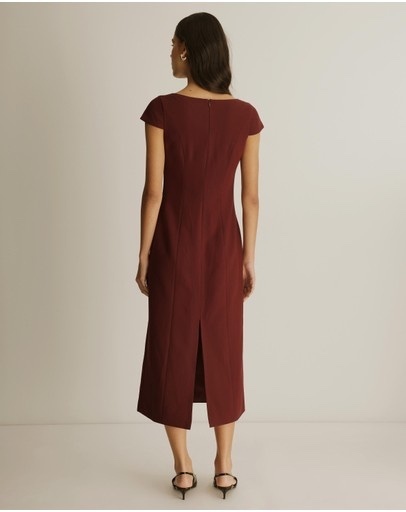 , Sierra Suiting Midi Dress, Burgundy