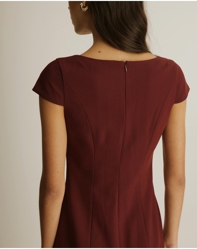 , Sierra Suiting Midi Dress, Burgundy