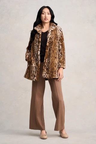 Faux Fur Coat, Ocelot Faux Fur (BNWT)