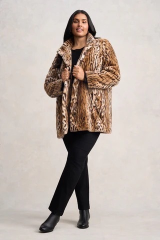Faux Fur Coat, Ocelot Faux Fur (BNWT)