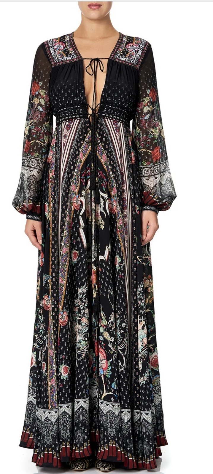 Peasant Dress With Tie Front