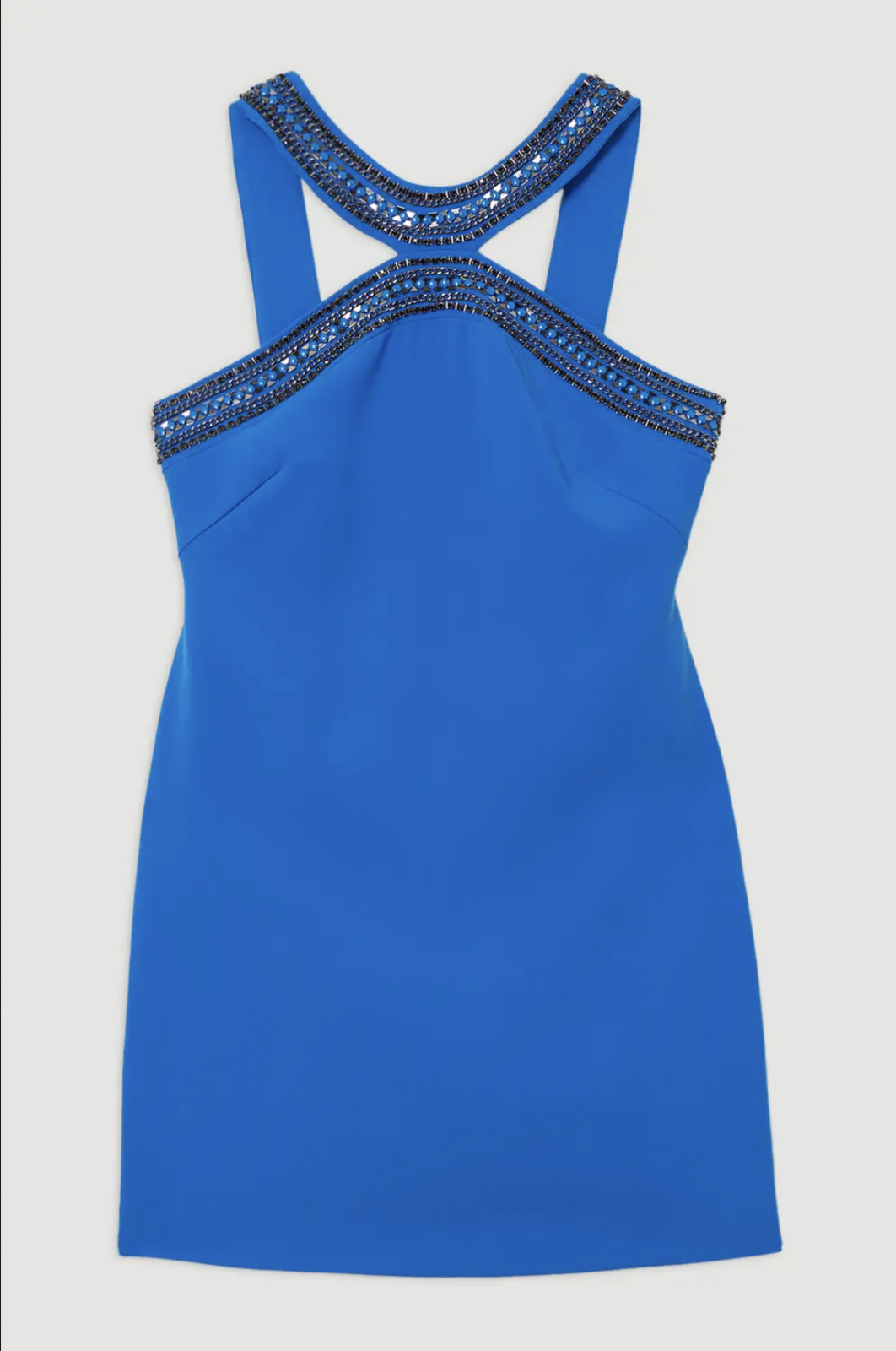 Enamel Chain Detail Halter Woven Mini Dress (BNWT)