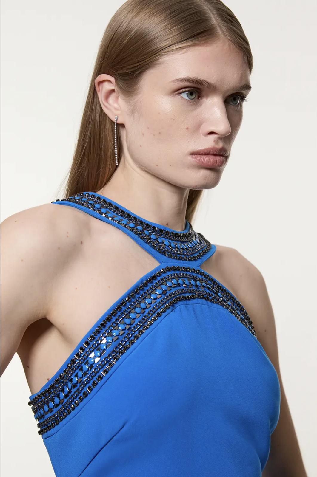 Enamel Chain Detail Halter Woven Mini Dress (BNWT)
