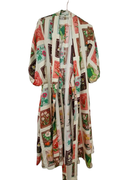 Flower Stamp Long Sleeve Dress