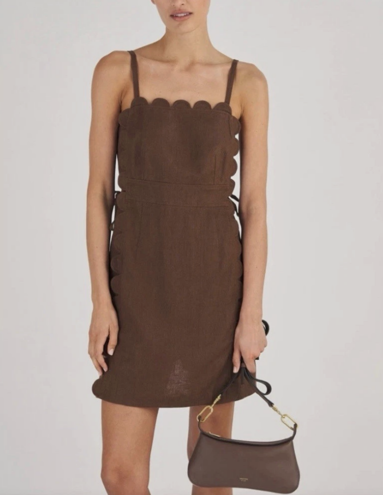 Scallop Linen Mini Dress