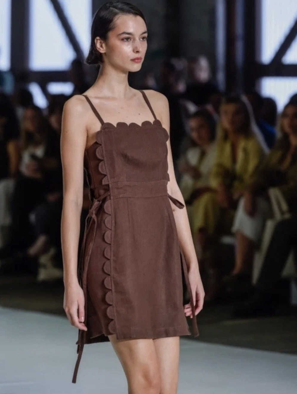 Scallop Linen Mini Dress