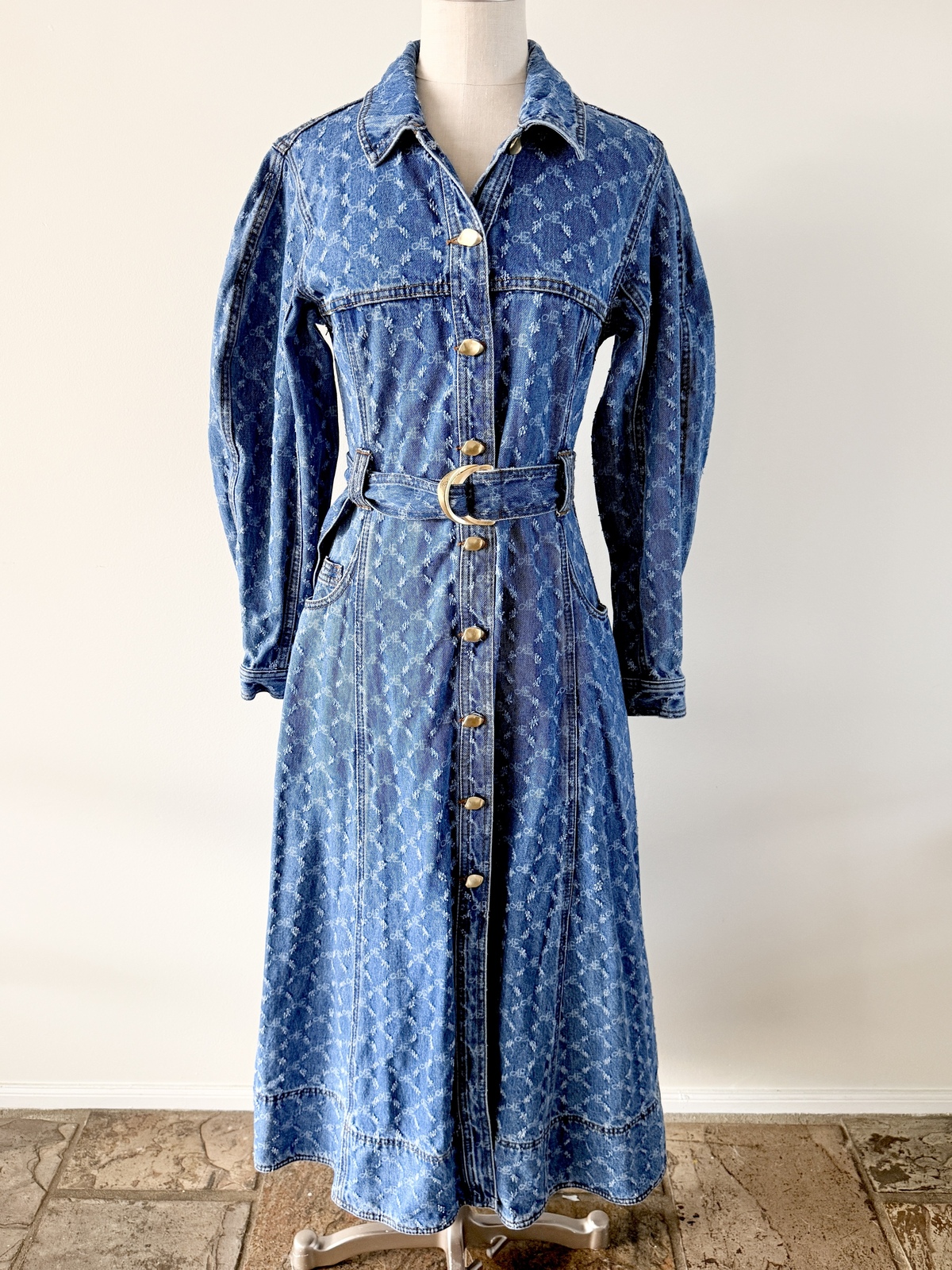 Renaissance Monogram Denim Maxi - size 8