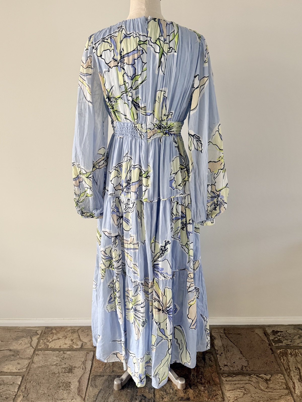 Romantica maxi with long sleeves - botanical print - size 12 - worn once