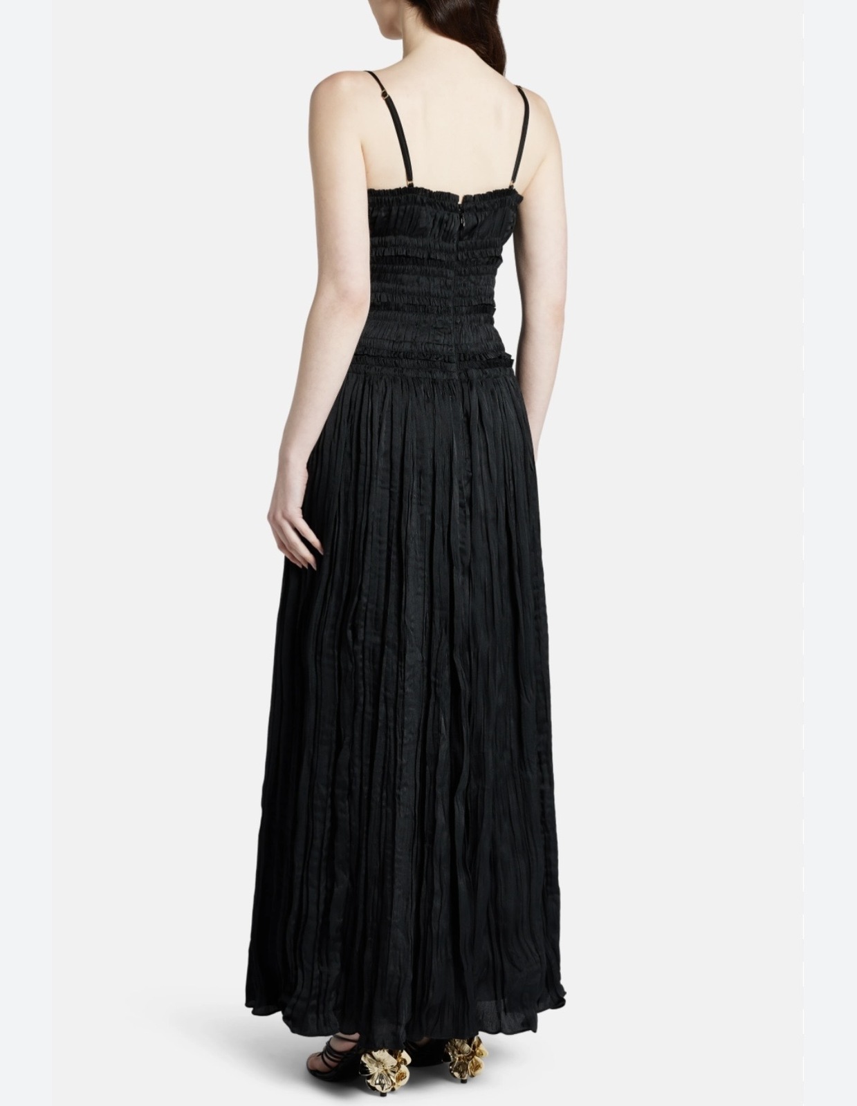 BNWT Aje Dewdrop Layered Satin Gown - black - size 12 