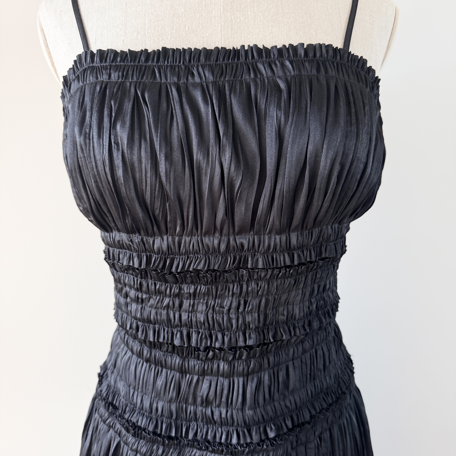BNWT Aje Dewdrop Layered Satin Gown - black - size 12 