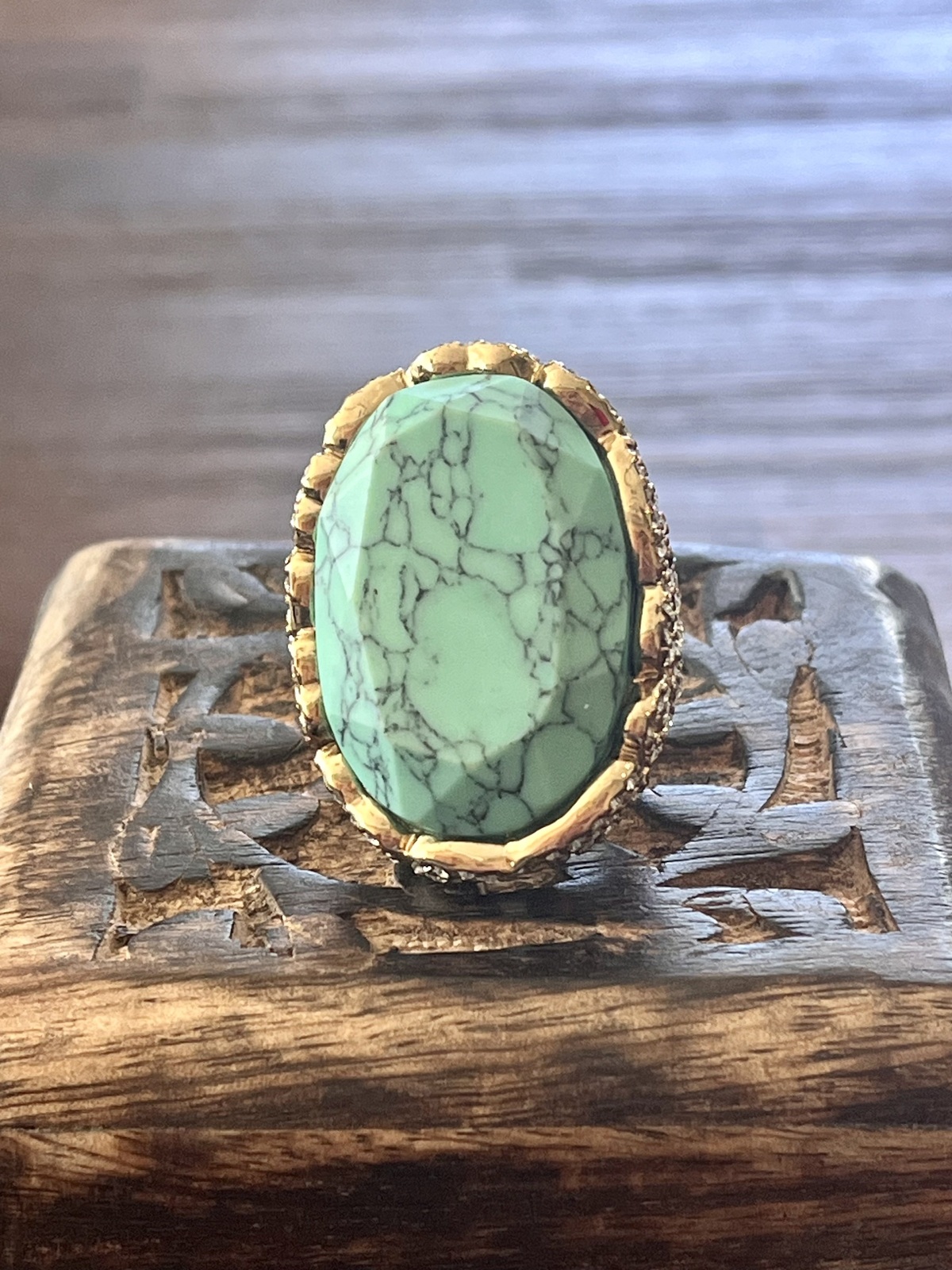  SAFARI NIGHTS RING IN GOLD WITH TURQUOISE SIZE 6