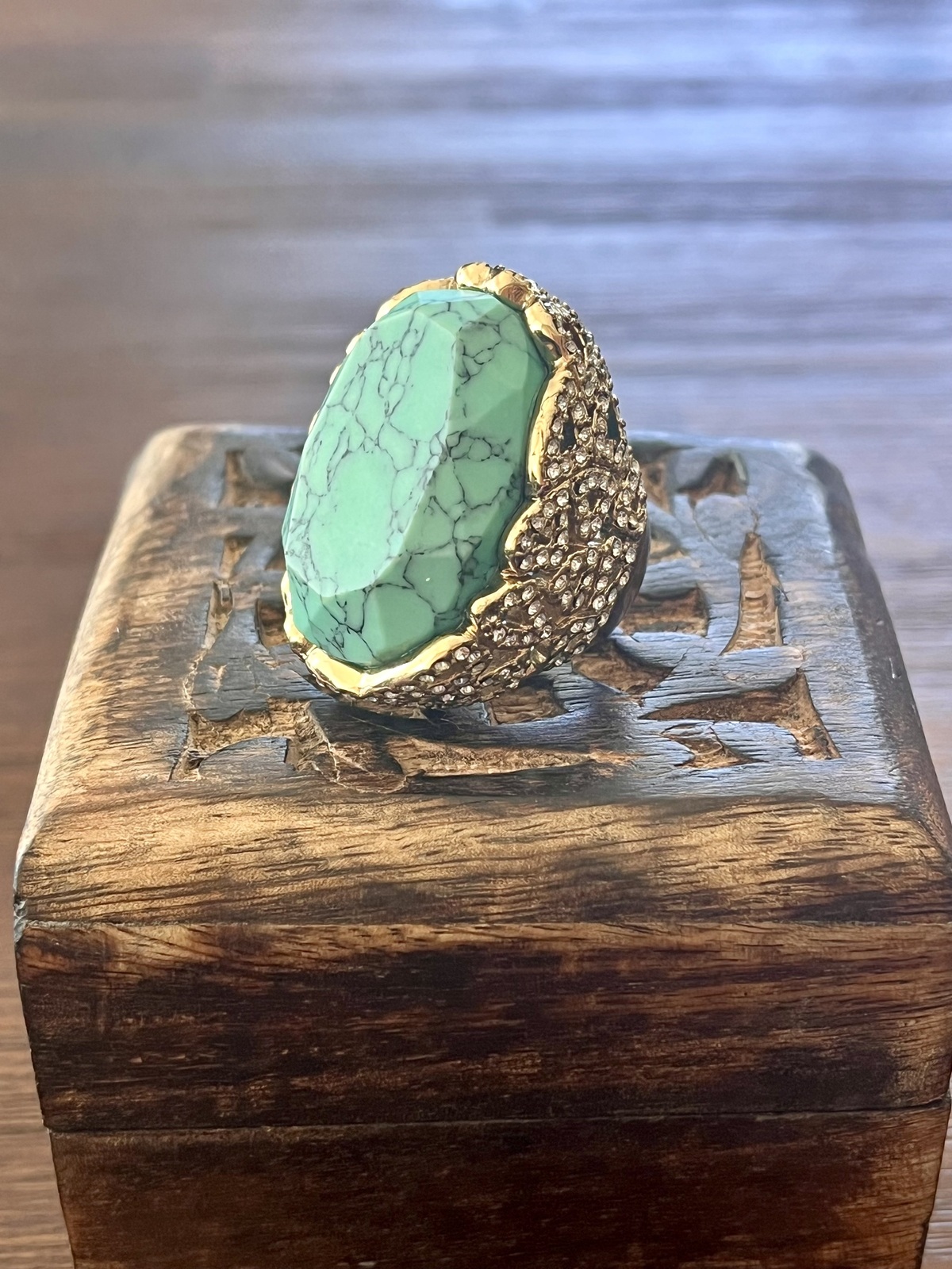  SAFARI NIGHTS RING IN GOLD WITH TURQUOISE SIZE 6