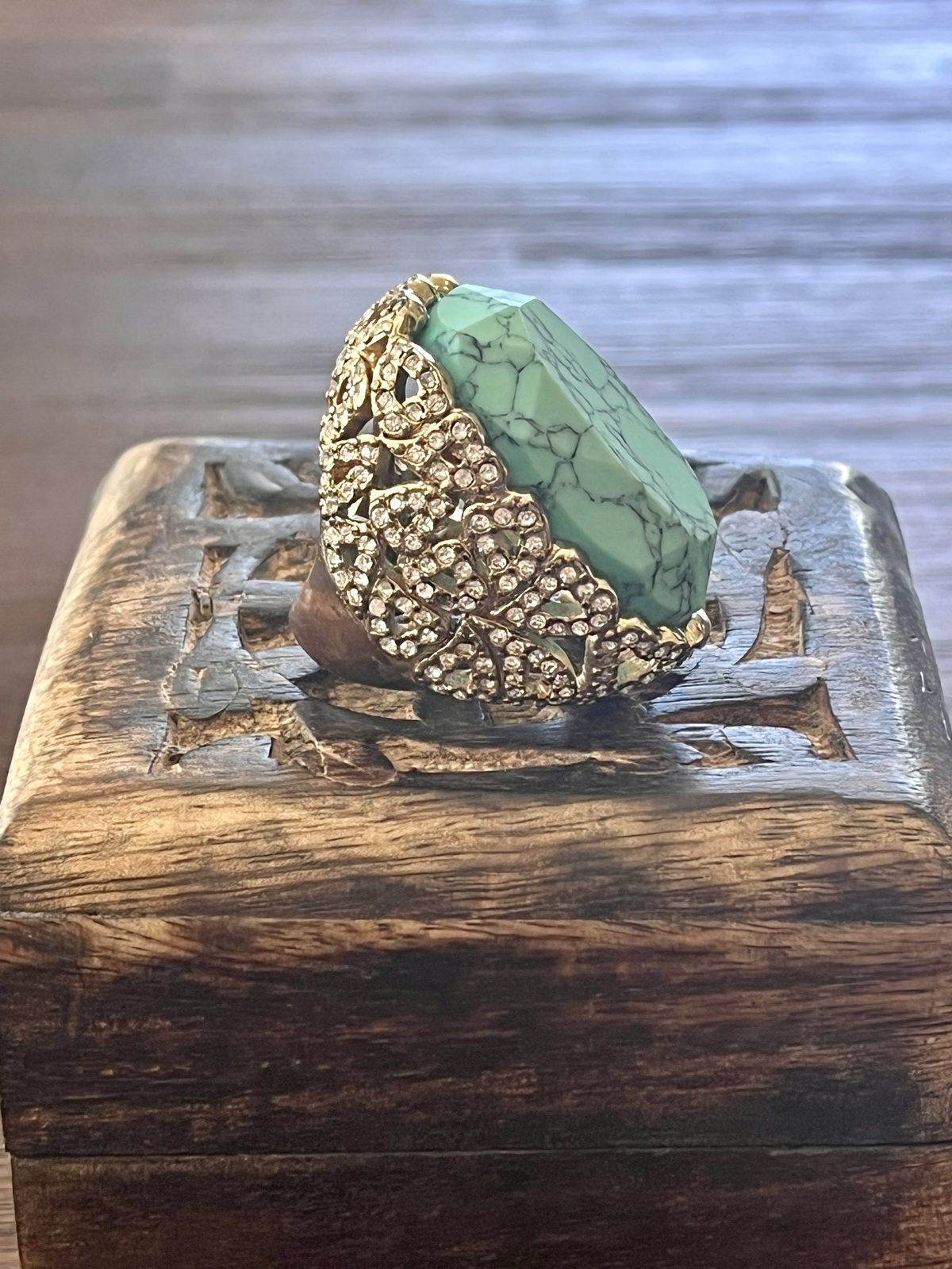  SAFARI NIGHTS RING IN GOLD WITH TURQUOISE SIZE 6
