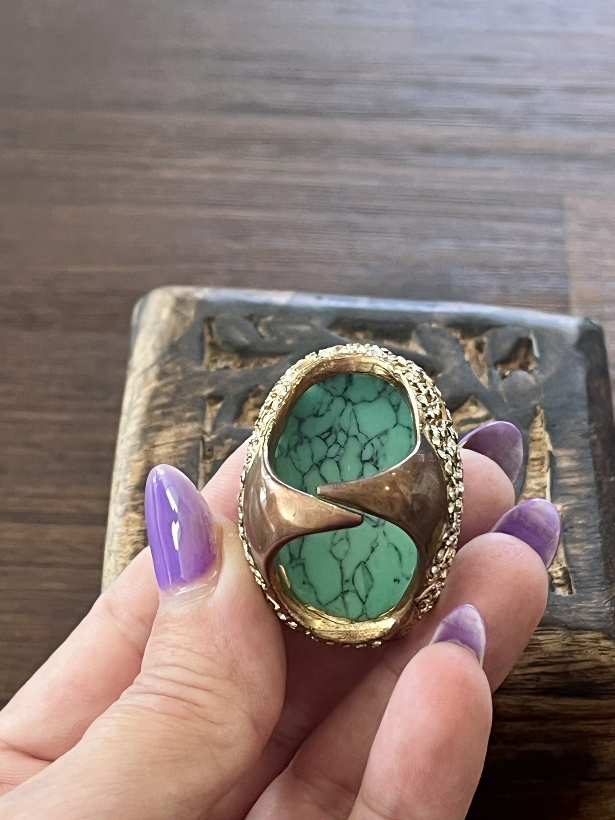  SAFARI NIGHTS RING IN GOLD WITH TURQUOISE SIZE 6
