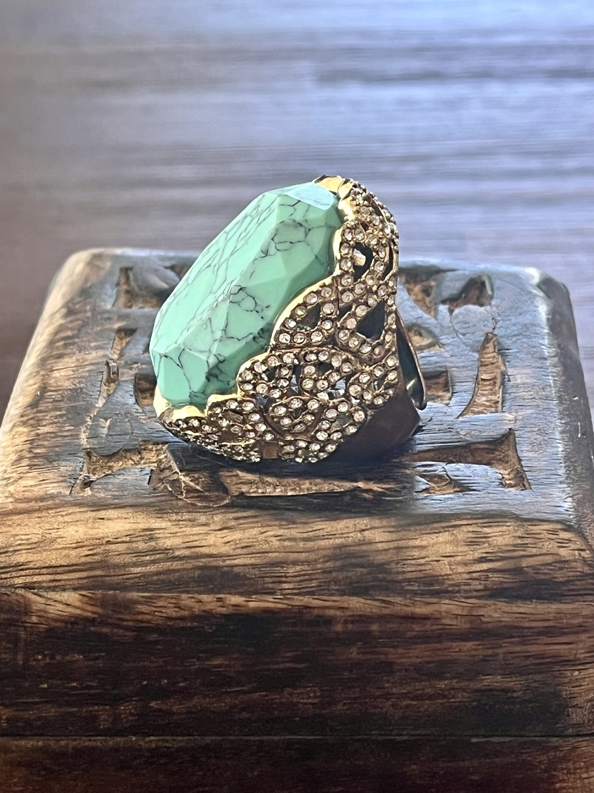  SAFARI NIGHTS RING IN GOLD WITH TURQUOISE SIZE 6