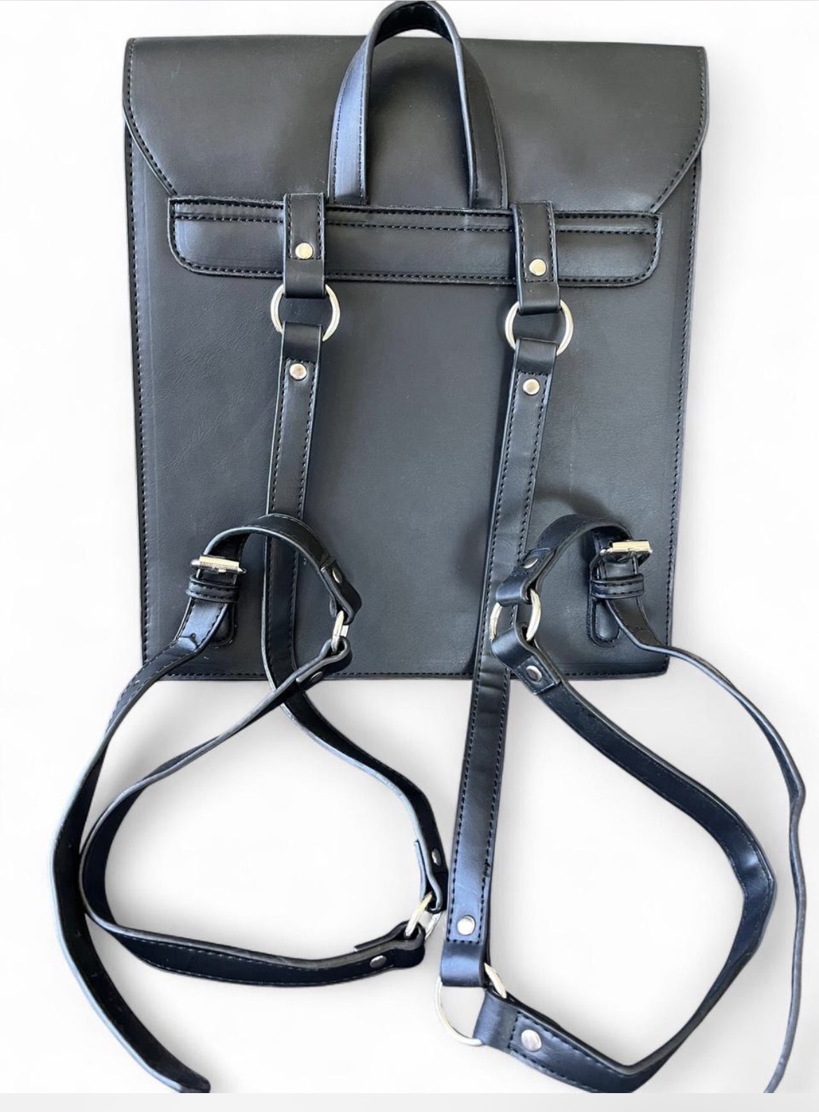 BLACK FRIDAY GOTHIC PU LEATHER BACKPACK WITH MAGNETIC FLAP - INNC