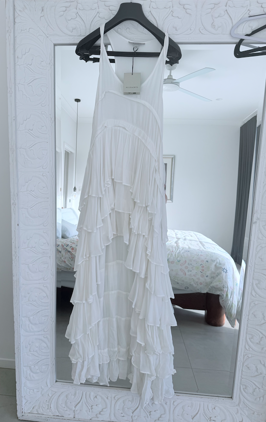 WHITE CAVARLY TIERED RUFFLE MAXI DRESS