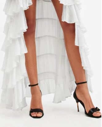 WHITE CAVARLY TIERED RUFFLE MAXI DRESS