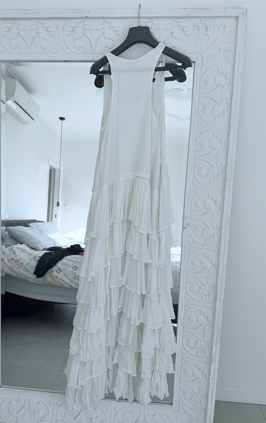 WHITE CAVARLY TIERED RUFFLE MAXI DRESS