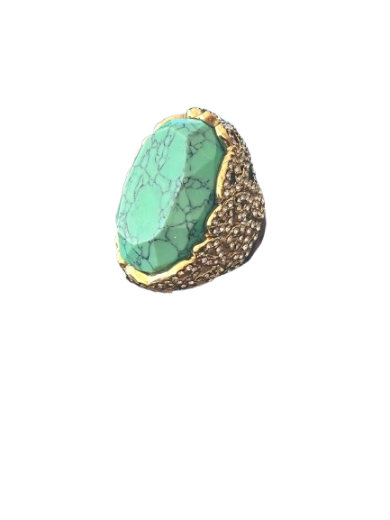  SAFARI NIGHTS RING IN GOLD WITH TURQUOISE SIZE 6