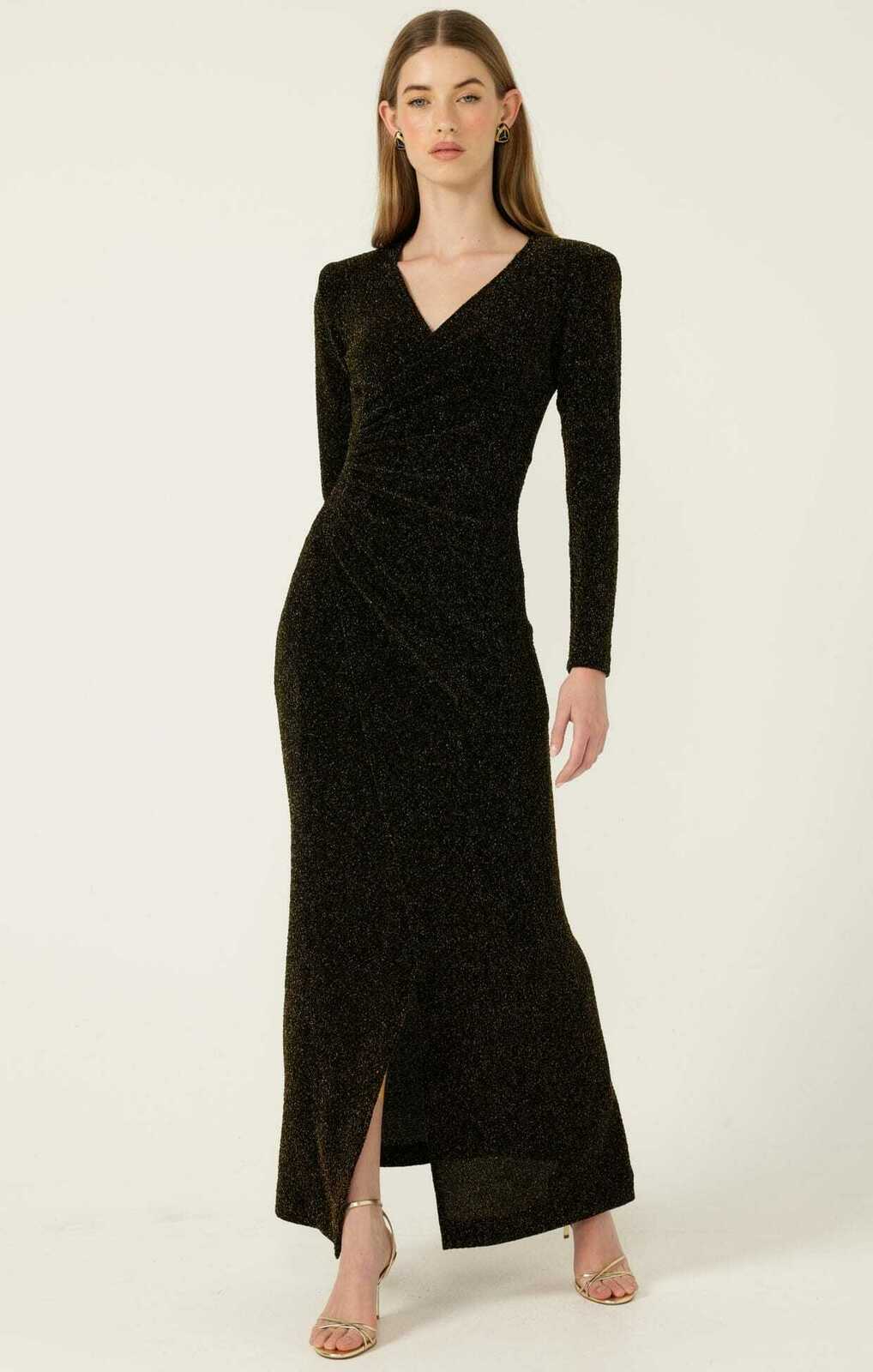 LENORA MAXI DRESS IN BLACK GOLD Size 12 worn once, no damage