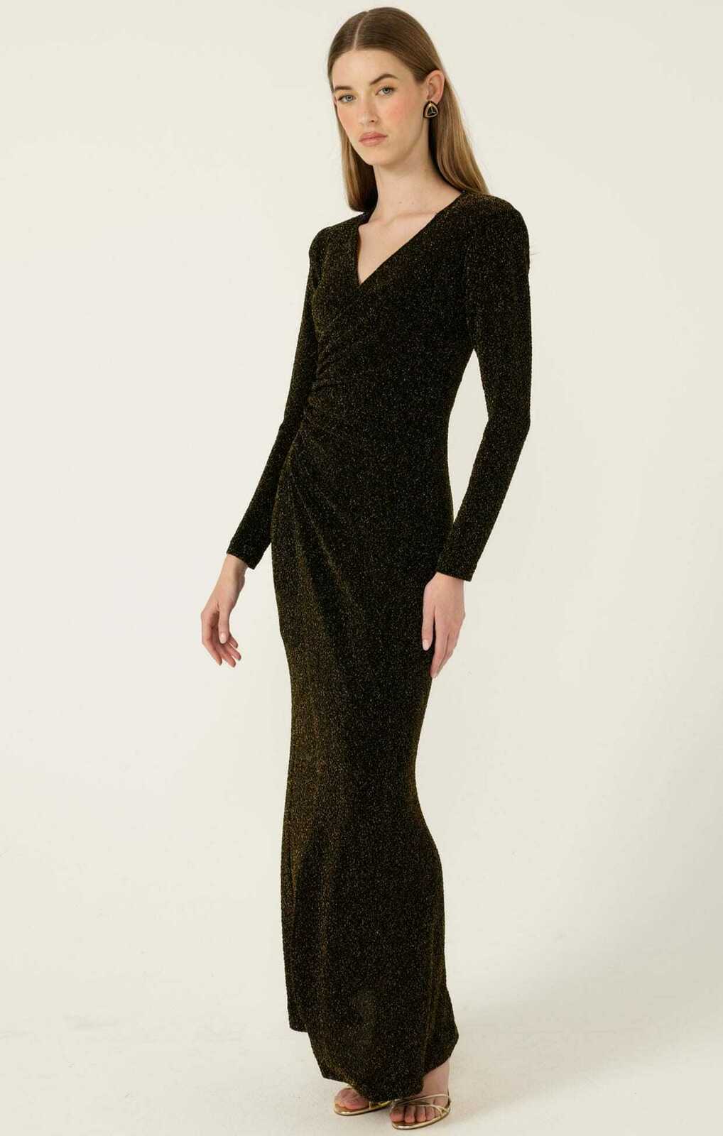 LENORA MAXI DRESS IN BLACK GOLD Size 12 worn once, no damage