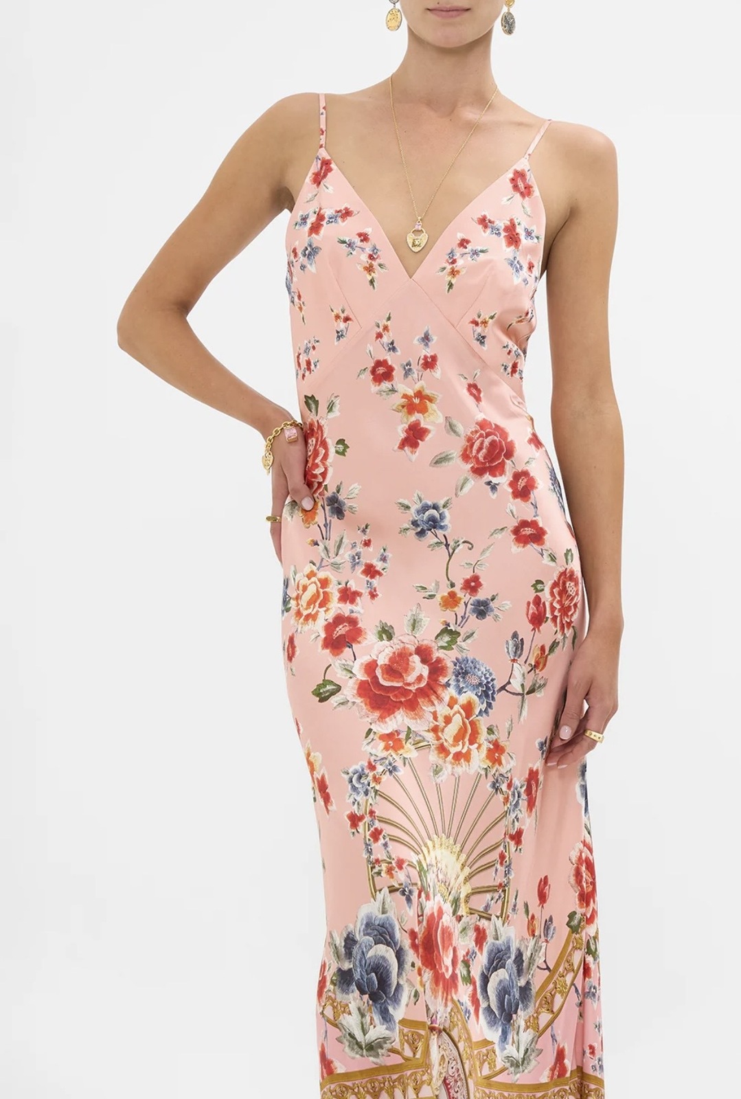 V Neck full length Bias Slip Dress Majestic MILLA Medium/AU12