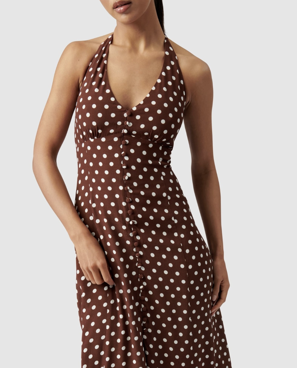  Jessie Halter Midi Sun Dress - Choc Palermo Spot