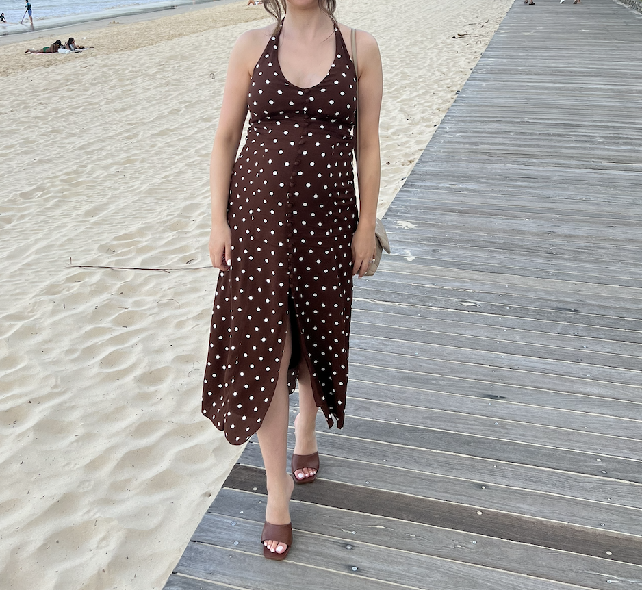  Jessie Halter Midi Sun Dress - Choc Palermo Spot