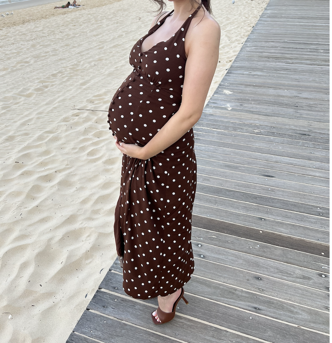  Jessie Halter Midi Sun Dress - Choc Palermo Spot