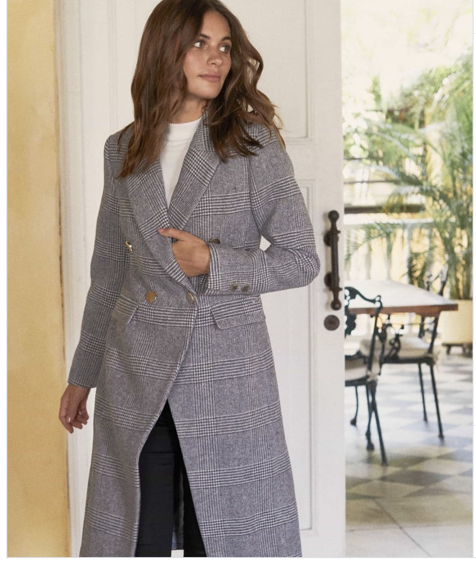 Katie Double-Breasted Check Coat