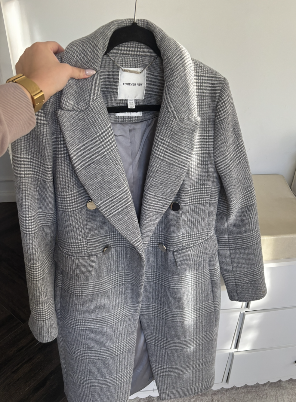 Katie Double-Breasted Check Coat