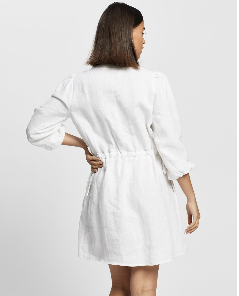 Linen Mini Dress With Tie Sides