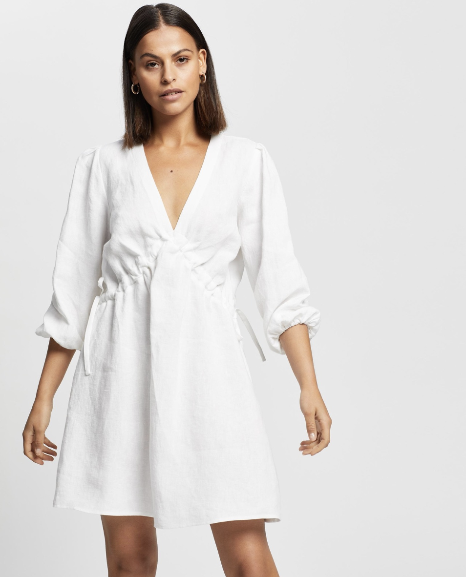 Linen Mini Dress With Tie Sides