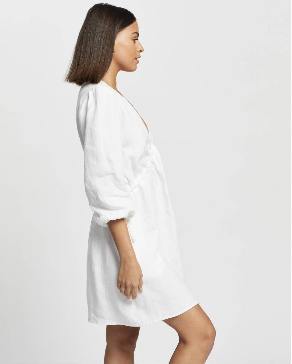 Linen Mini Dress With Tie Sides