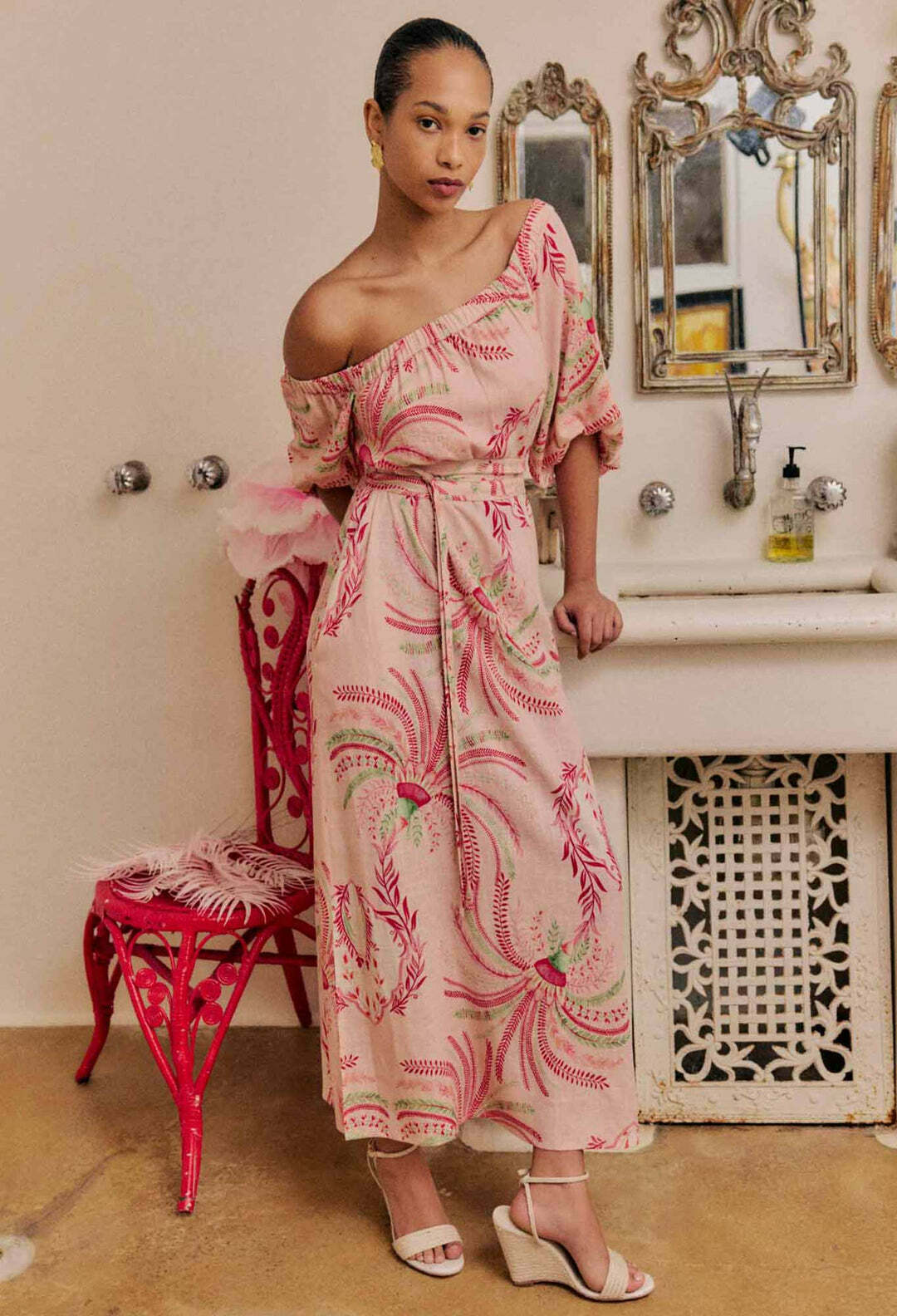 Zina One Shoulder Dress in Palmarosa BNWT Size 12 RRP $449!