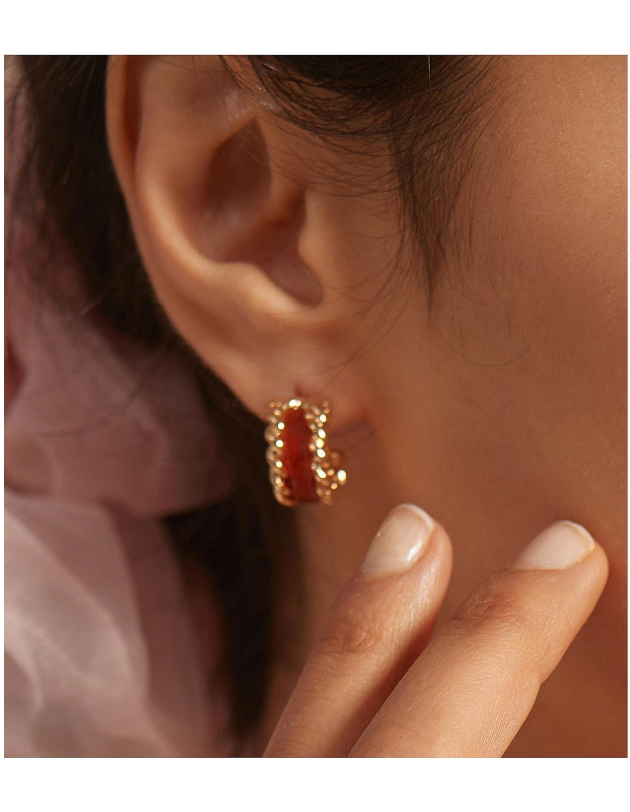 Reliquia Palma Gold Plated Resin Hoop Earrings 