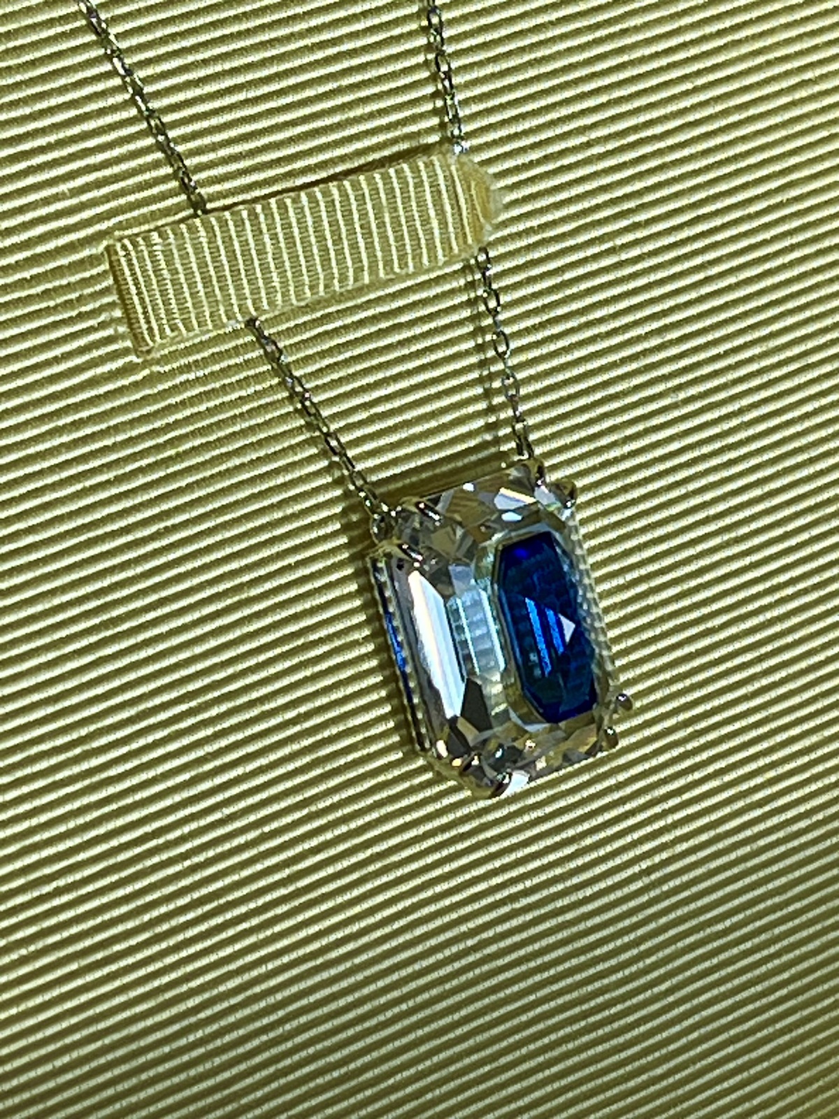 CHROMA SILVER NECKLACE WITH OCTAGON CUT BLUE CRYSTAL - RRP $229
