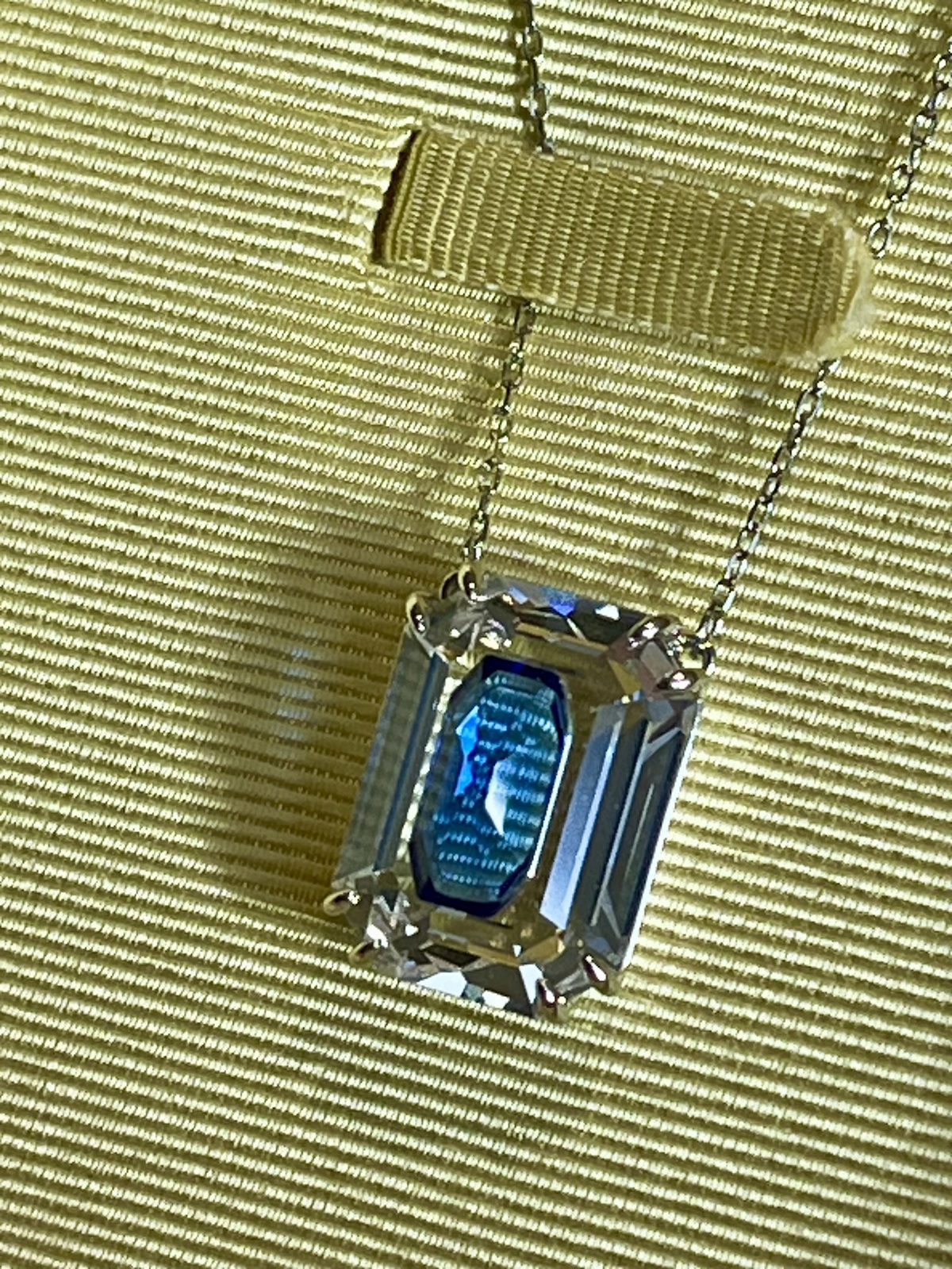 CHROMA SILVER NECKLACE WITH OCTAGON CUT BLUE CRYSTAL - RRP $229