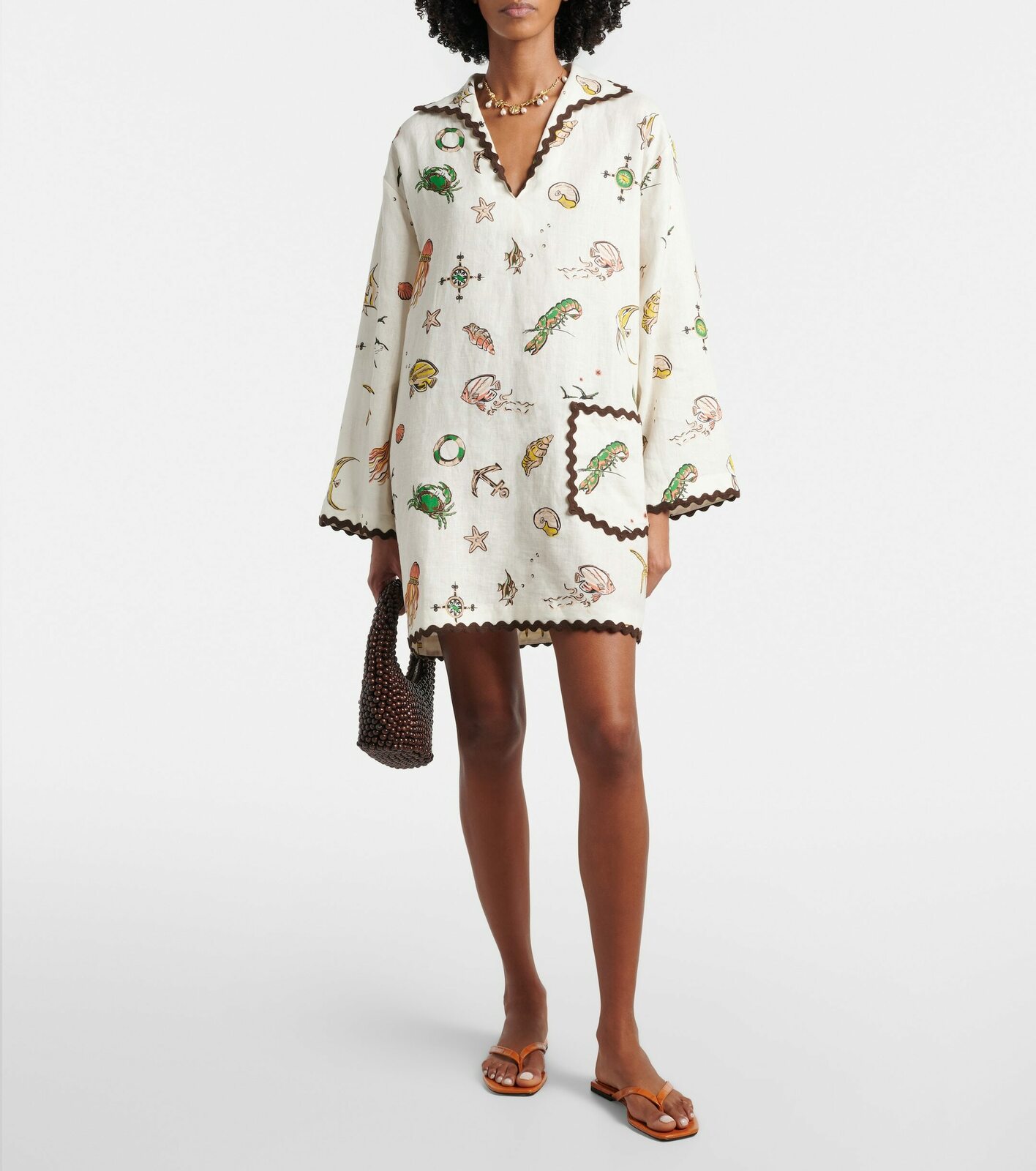 Printed linen minidress AU12/US8