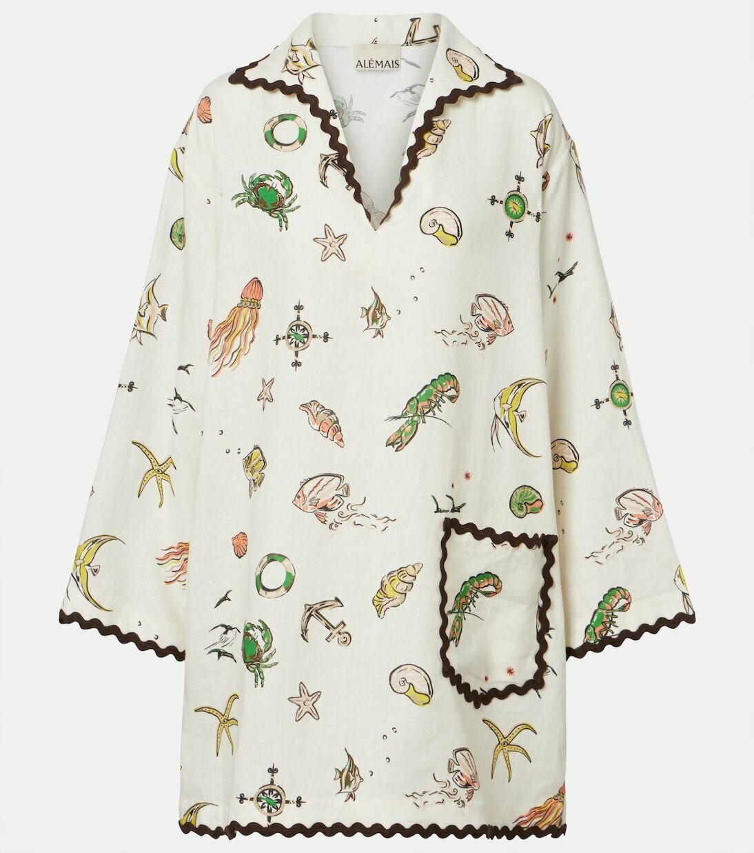 Printed linen minidress AU4/US0
