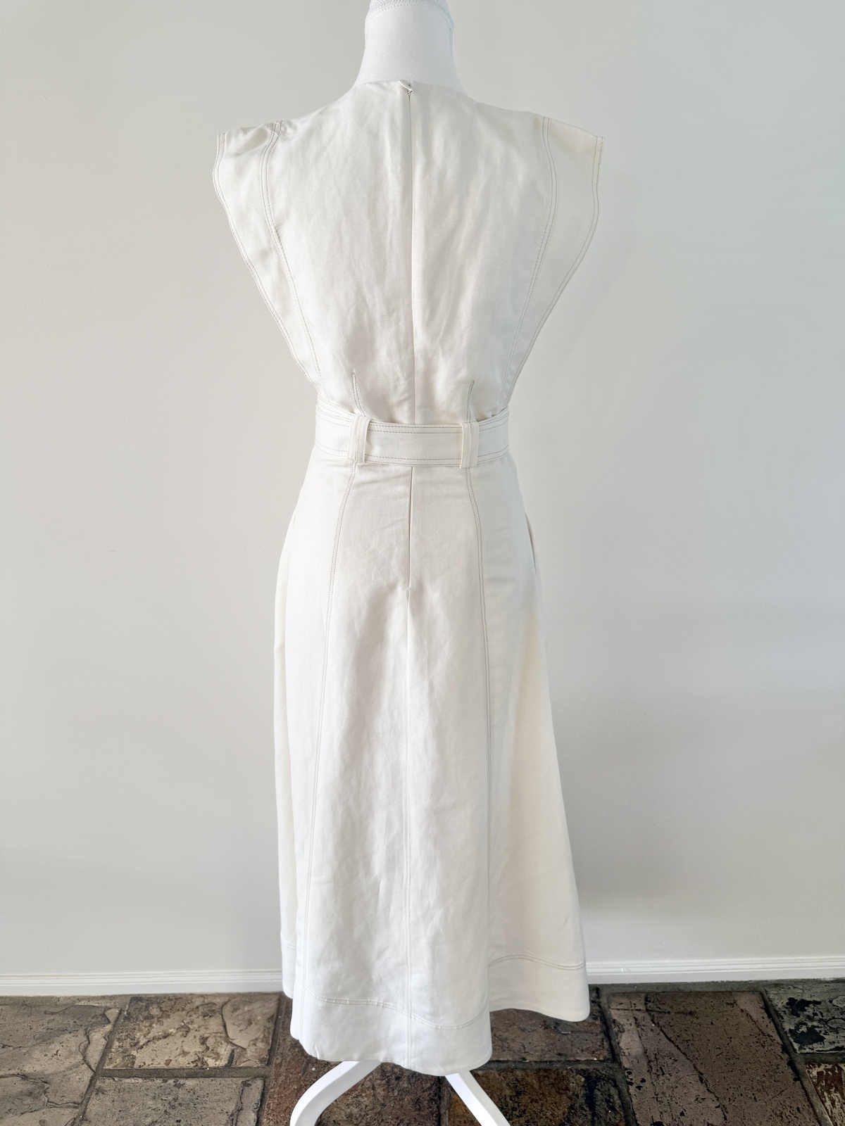 Beacon Structured Midi Dress - Cream - Size 6 (fits 6-8)